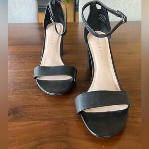 Black Leather Chunky Heels Size 10